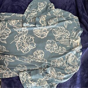Floral Blue and White Top